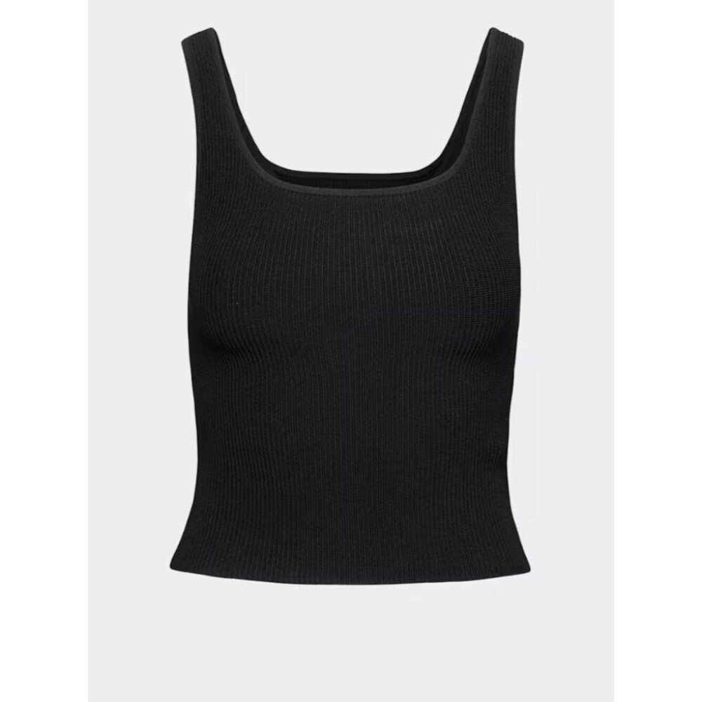 Babaton  Sculpt Knit Squareneck Ribbed Tank Top Black
